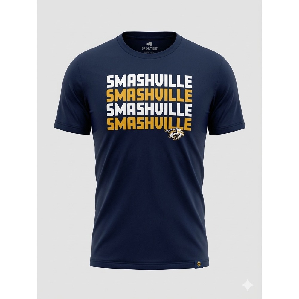 Sportiqe Nashville Predators Smashville NHL Graphic T-Shirt Mens Large Navy Blue
